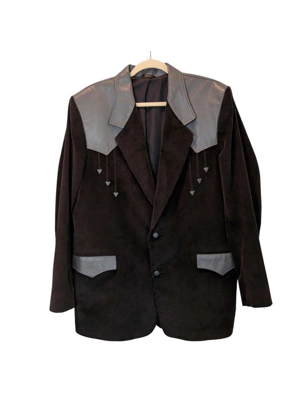 Pioneer Wear Men's 48L Brown Corduroy Leather Southwest Blazer Jacket Rockabilly